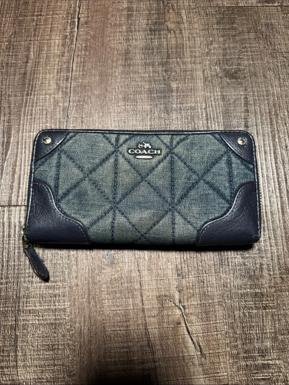 Coach Quilted Denim and Navy Zip Wallet